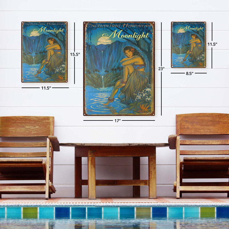" Vintage Enchanting Hawaiian Moonlight Metal Sign "