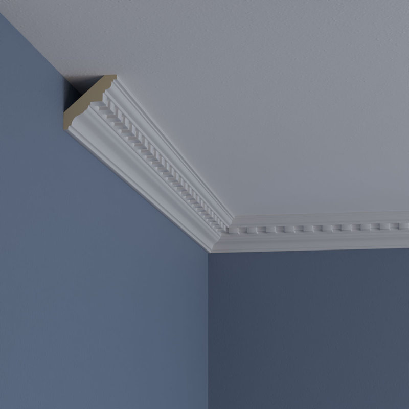 Primed White Polyurethane Dentil Crown Moulding 94.5"