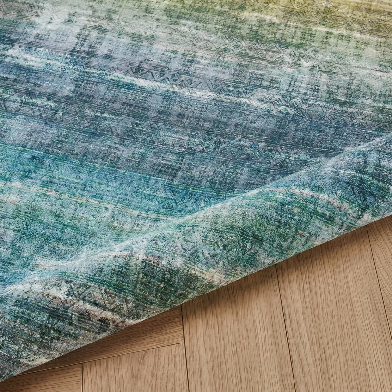 Tapis d'intérieur Leyat, Ocean/Teal/Cactus/Amber, Rectangle 9 pi x 12 pi