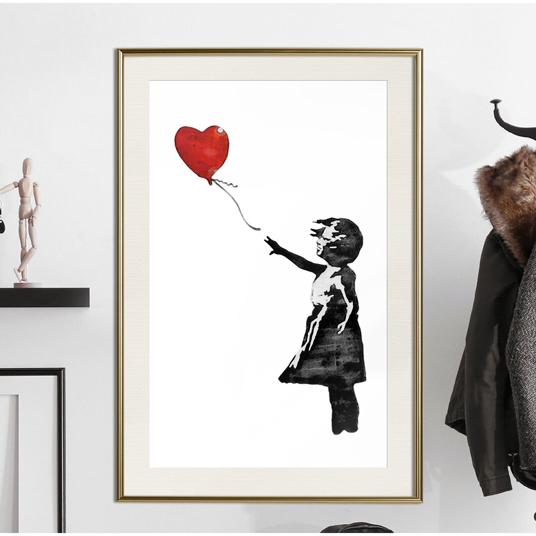 Gerahmtes Poster Banksy Mädchen mit Luftballon II