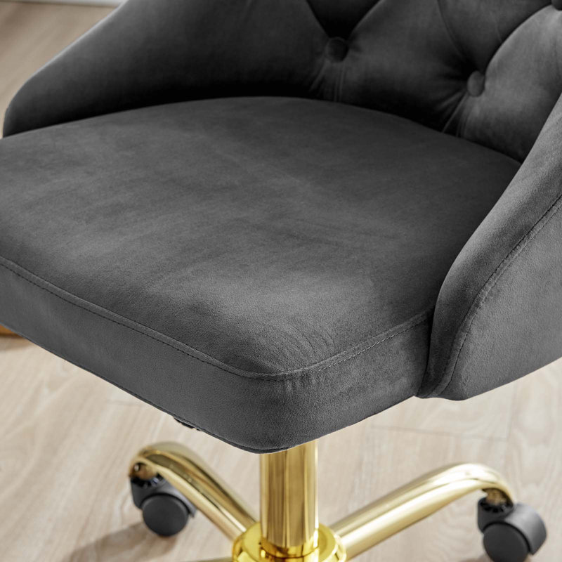 Fauteuil de bureau performant, pivotant et touffeté Distinct, gris, Or, Velours