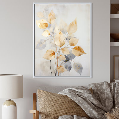«Gold Minimalisme Leaves Collage II», reproduction sur toile