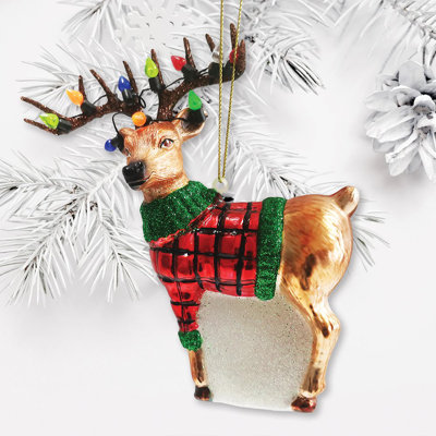 Figurine ornement de Noël festif en verre