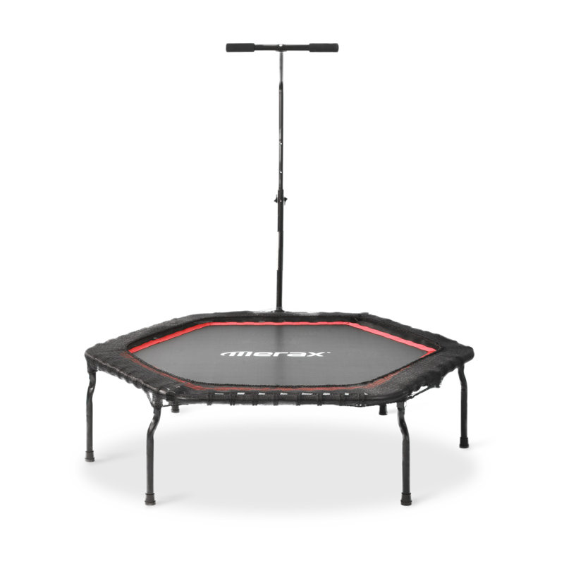KINWELL 127cm Hexagon Fitness Trampoline with Handlebar, Red