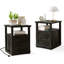 Table de chevet de 18 pouces de largeur avec station de charge, table d'appoint avec tablette ouverte, commode en bois à 2 tiroirs, table de bout pour la chambre à coucher et le salon-351116748-351204672