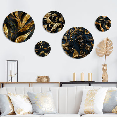 Heathfield - Ensemble d'art mural rond en marbre Glam 5 pièces