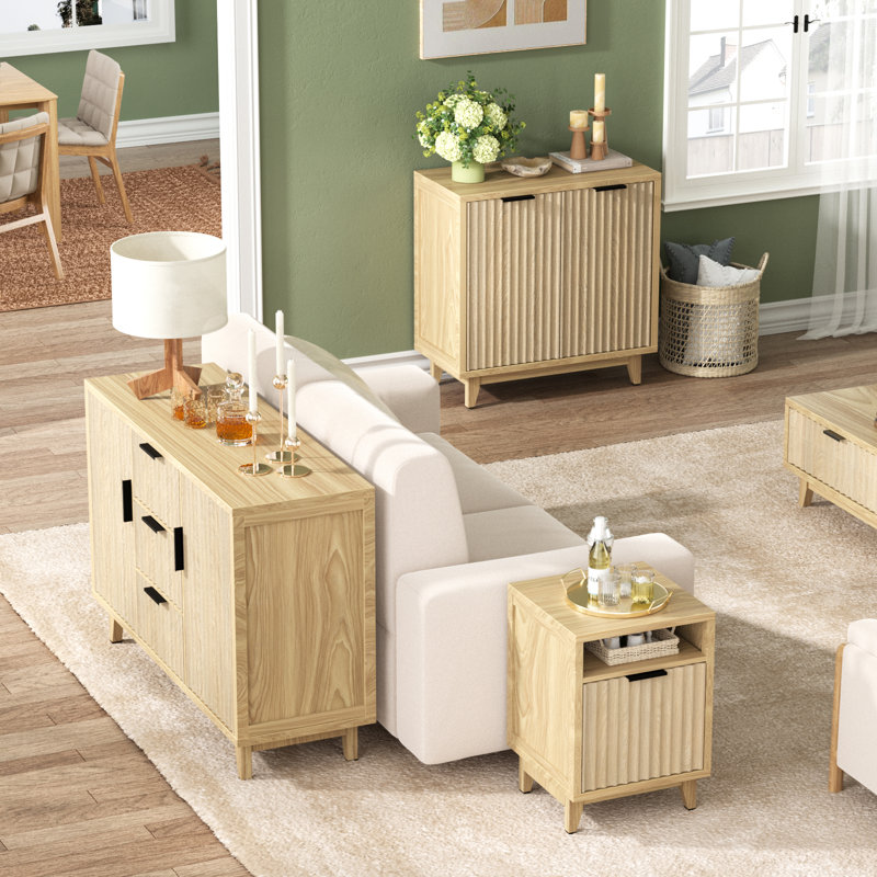 47.2" W Storage Cabinet With 3 Drawers, Oak