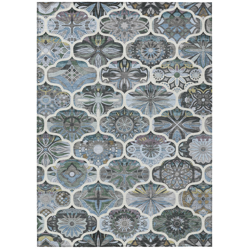 Machine Washable Indoor/Outdoor London ACN2257 Panels Rug, Rectangle 2'6" x 3'10"
