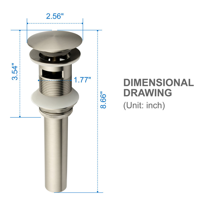 2.56'' W Drain Stopper Yes, Brushed Nickel