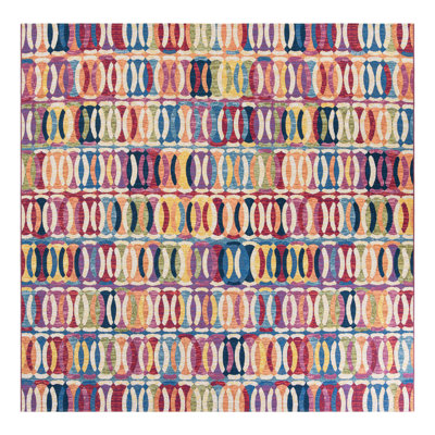 Keazia Washable Geometric Indoor / Outdoor Rug