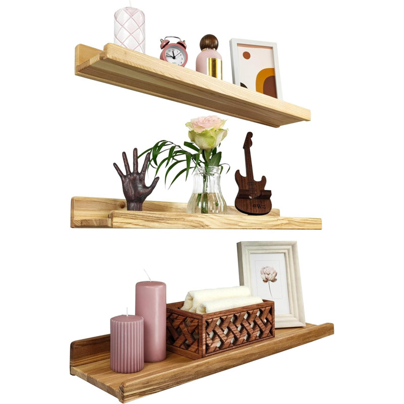 Natalynn 3 Piece Floating Shelf, Natural, 15.60cm H x 60.90cm W x 5.60cm D