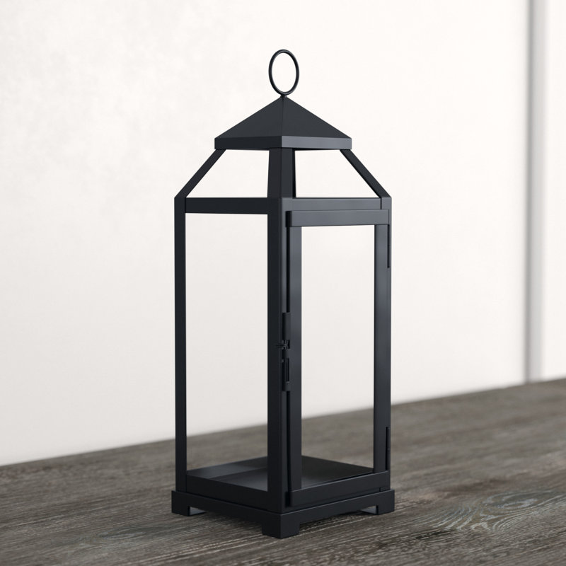 Tabletop Lantern, Dark Gray, 15.5" H x 5.25" W x 5.5" D