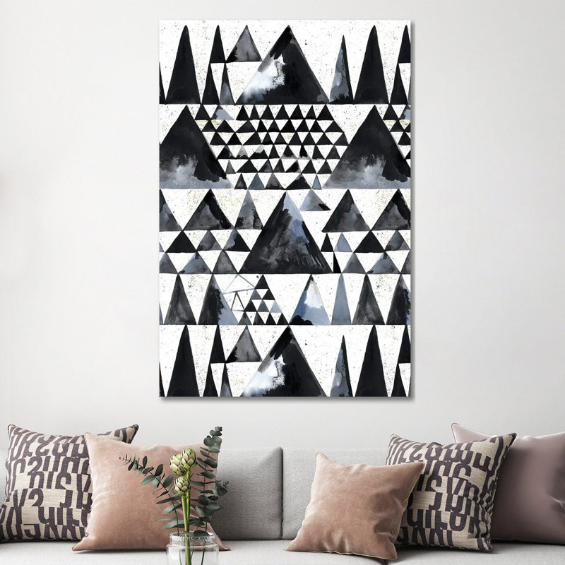 Japandi Ink Scandi Minimal Triangles - Wrapped Canvas Art Prints 1 Piece Wrapped Canvas Wall Art, 152.5 cm H x 101.5 cm W