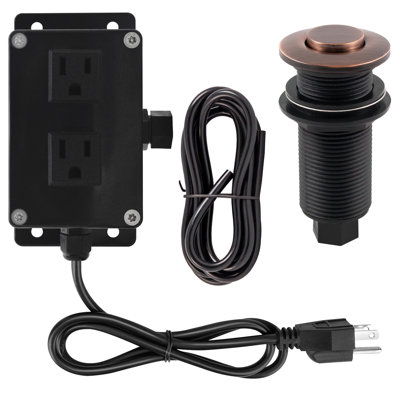 Kitchen Sink Waste Disposal Air Switch and Dual Outlet Control Box, Flush Button