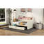 Lit de jour simple beige avec options de rangement, lumières à DEL et douille pour station de charge, décoration de revêtement-1992975444
