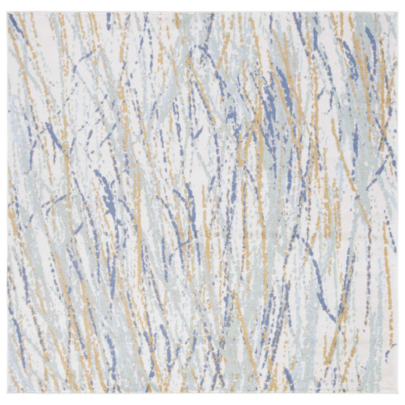 Pearsons Area Rug In Gold/Blue/Green, Square 6'7"
