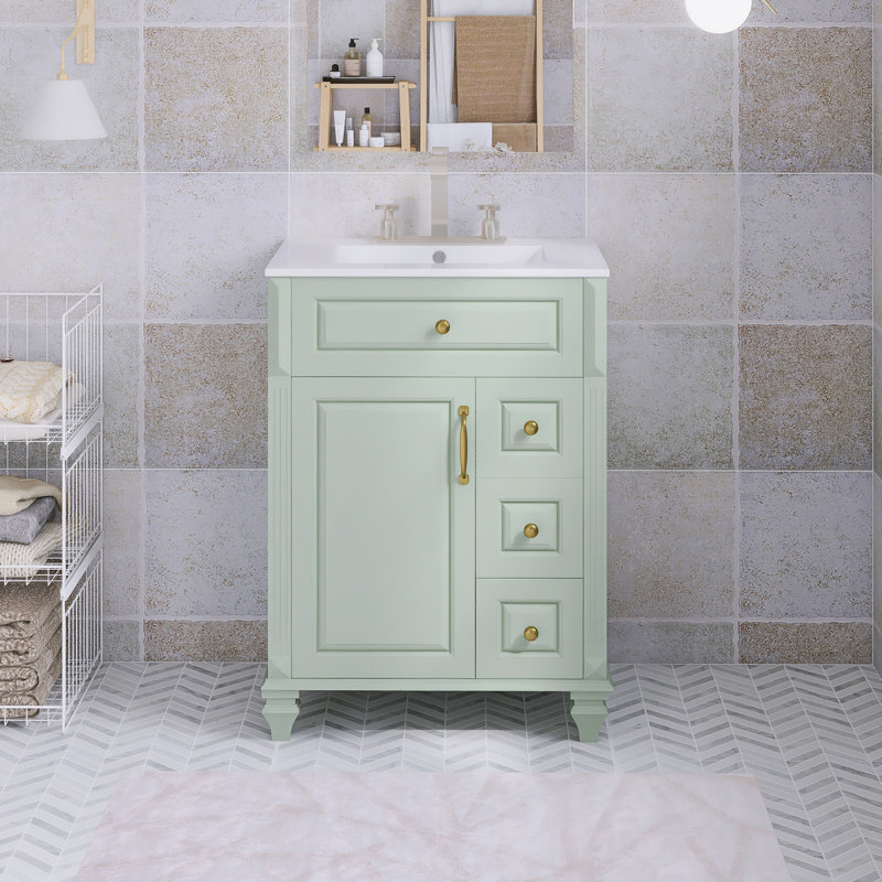 Ensemble de meuble-lavabo autoportant 24,4 po avec comptoir en céramique 24,4 po, Green