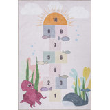 Woven Base Decorative Multicolored Hopscotch Kids' Rug