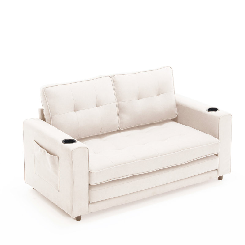 {Vidéo fournie} Canapé-lit convertible 3-en-1 pour futon, Beige