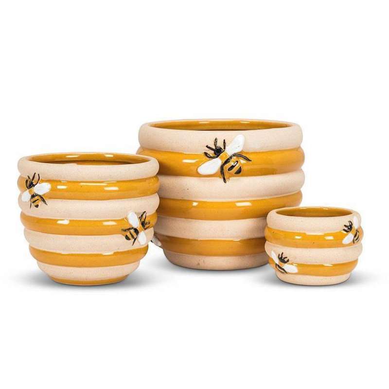 Anat Ceramic Cachepot, 5" H x 6" W x 6" D