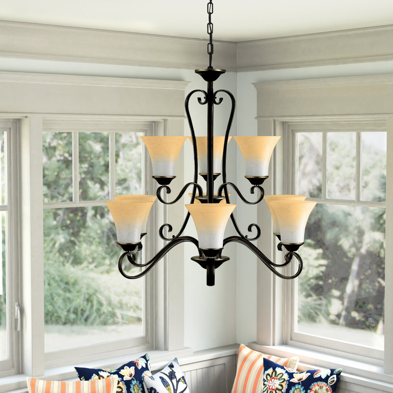 Lustre classique à 9 lumières Neal, Bronze palladien