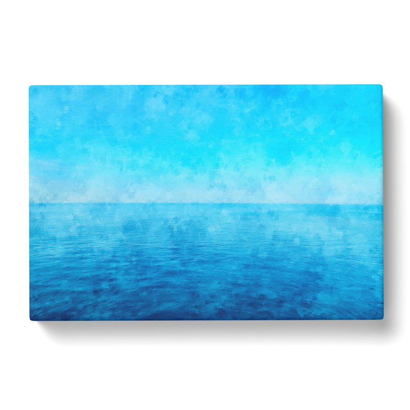 Blue Ocean Horizon Painting - Wrapped Canvas, 60cm H x 91cm W x 3cm D