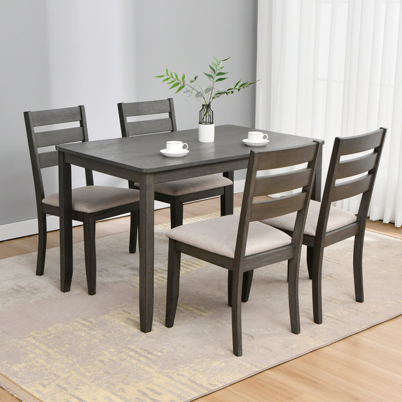 Ensemble de salle à manger moderne en bois de 47 po avec chaises rembourrées Busey, Gris