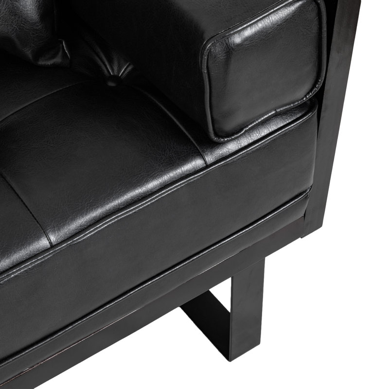 Square Arm Loveseat, Midnight Faux Leather