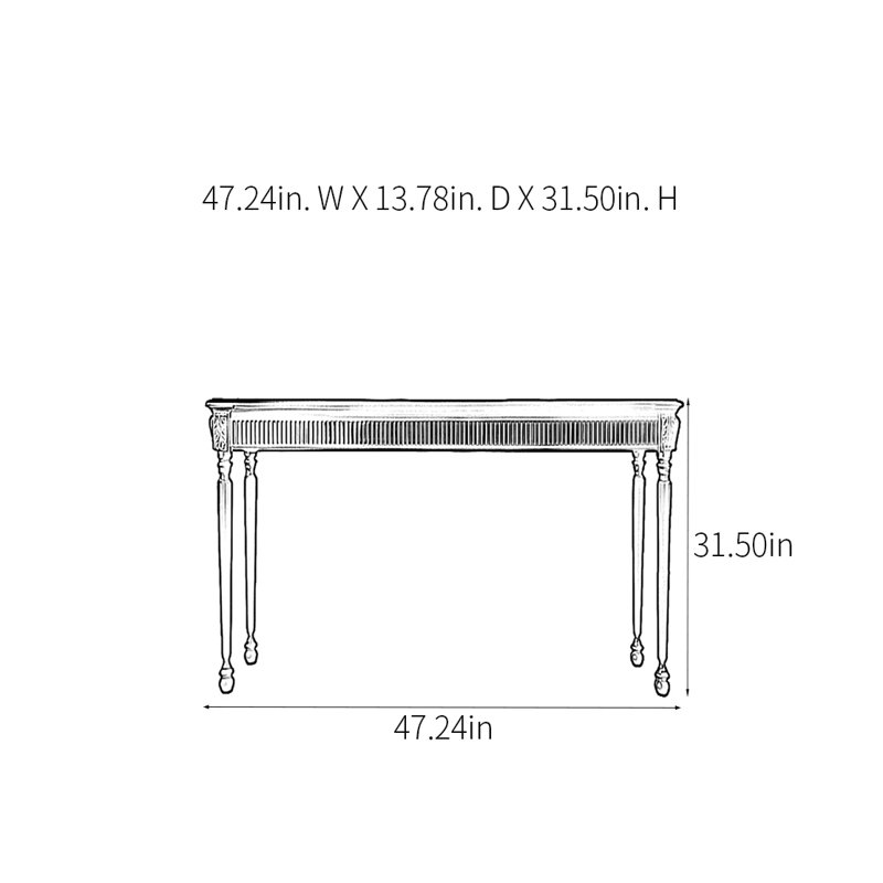 Console rétro sculptée, H 31,5 po x l 47,24 po x P 13,78 po