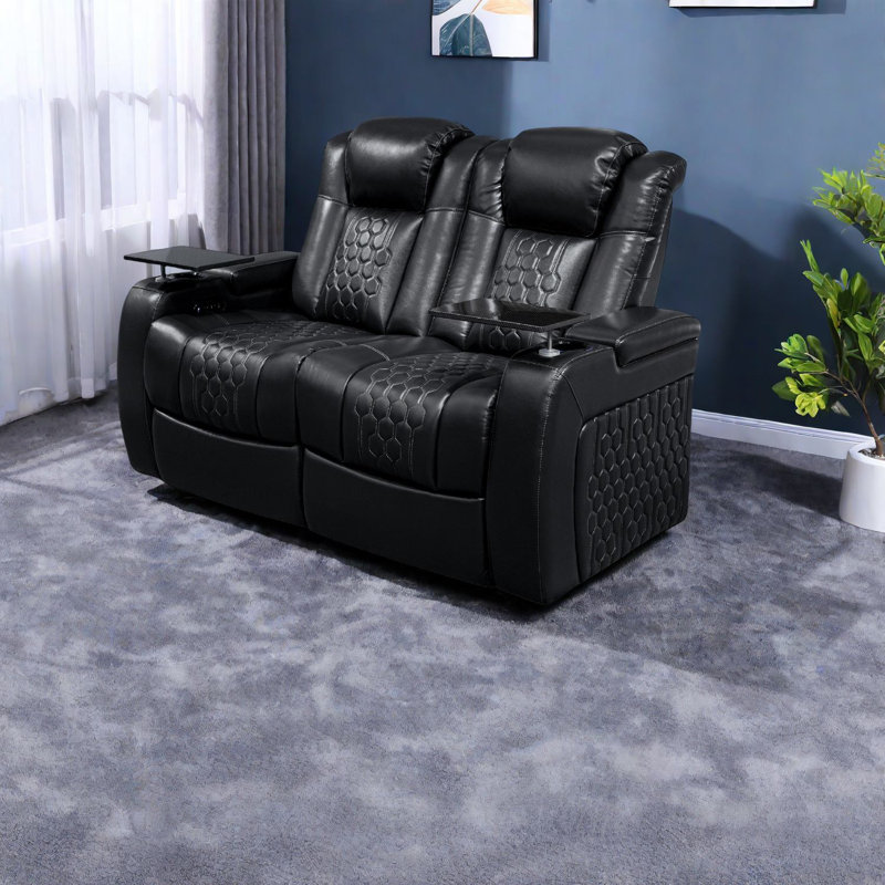 Fauteuils inclinables en cuir Nappa de qualité supérieure, noir moderne et lombaire réglable, parfaits pour le divertissement à domicile