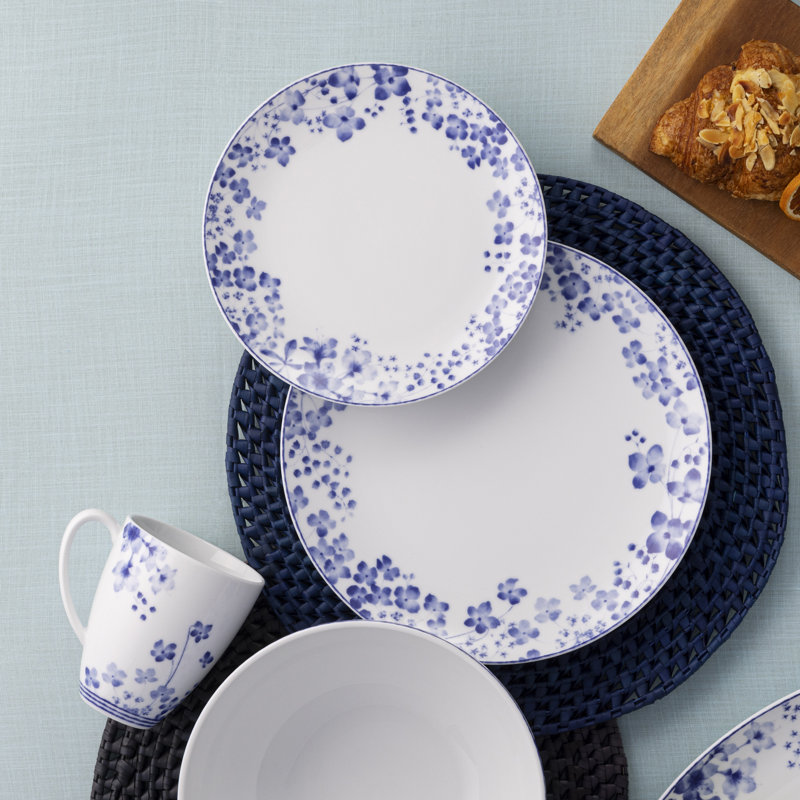 Assiettes plates Noritake Bloomington Road, 10 1/2 po, Bleu