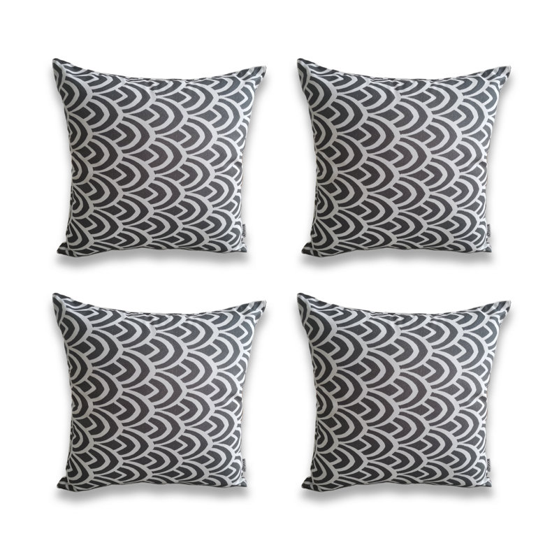 Ensemble de 4 taies d'oreiller extérieures imprimées sur fond blanc (ensemble de 4), Blue/White