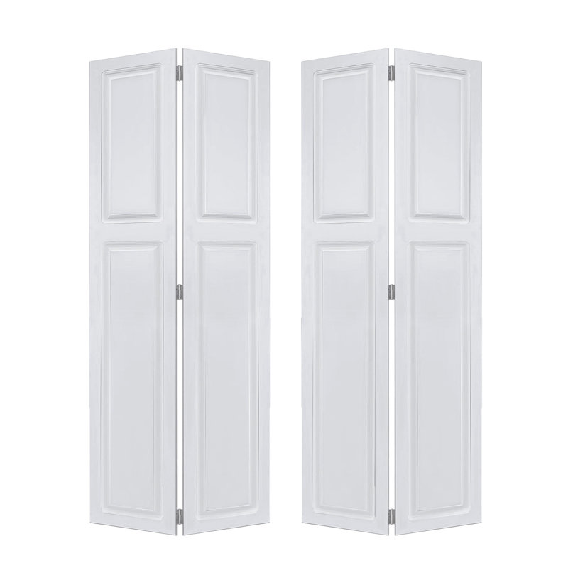 Double porte à 2 panneaux en cottagyle de 3/4 po d'épaisseur 46 po x 80 po à finition blanche avec porte et quincaillerie (largeur totale 92 po, hauteur 80 po)