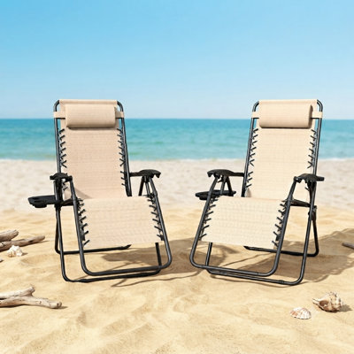 LifeSky Zero Gravity Lounge Chair 170 Degree Reclining for Parents at Beach: 15lbs Lightweight Folding Chair with Headrest Tray - 300lb Capacity - Poolside Relaxation for Family Summer Outings