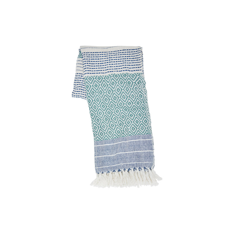 Berkley Surf Blue and Green Cotton Throw Blanket