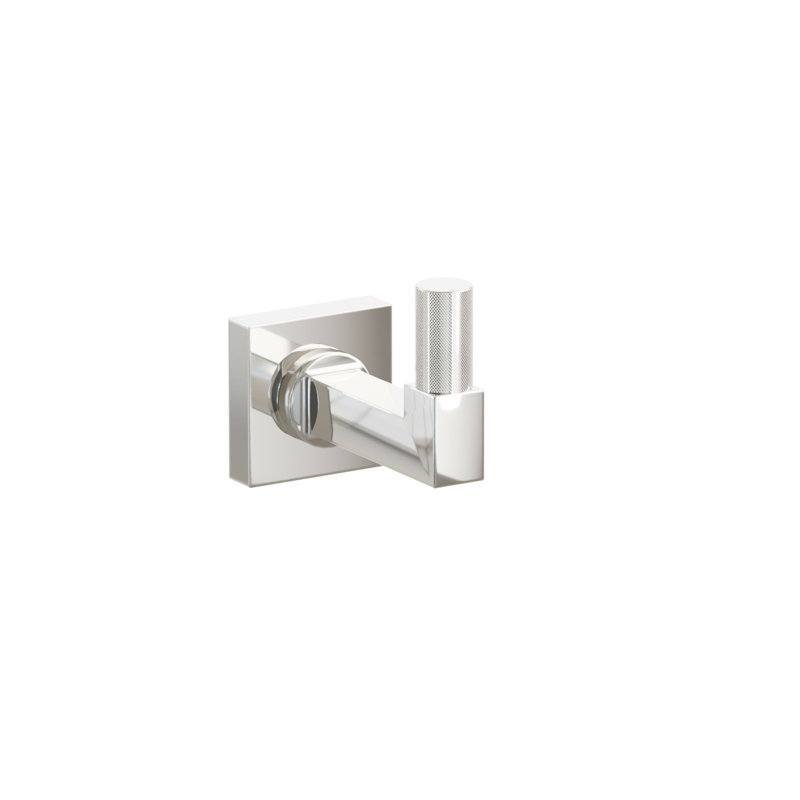 Emtek Select Single Hook w/ Small Square Rosette, Square Stem & Knurled Tip, Polished Nickel