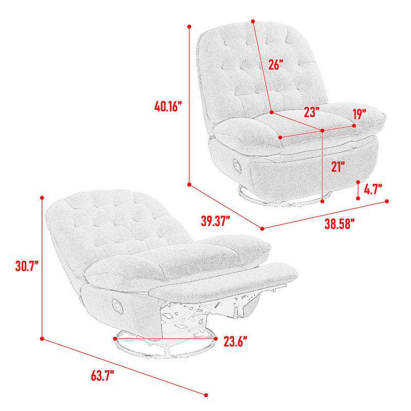 Fauteuil inclinable pivotant à 360 ° Chenille