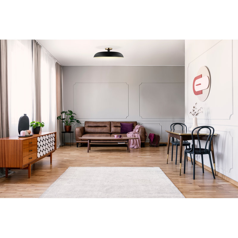 Plafonnier semi-encastré 1 lumière Bethany, Laiton bruni, Noir mat, H 7,63 po x l 24 po x P 24 po
