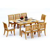 6 Seats 7 Pcs Grade-A Teak Wood Dining Set: 60" Rectangle Table And 6 Arbor Stacking Armless Chairs #11AB1300