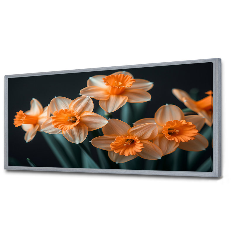 Gaige - jonquilles, impression d'art mural, Encadrement argenté, H 28 po x l 60 po