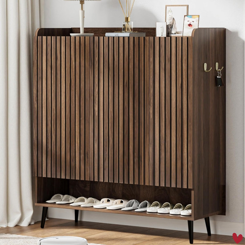 Armoire à chaussures de couloir, grande armoire à chaussures 30 paires avec 3 portes, tablettes réglables, range-chaussures avec portes