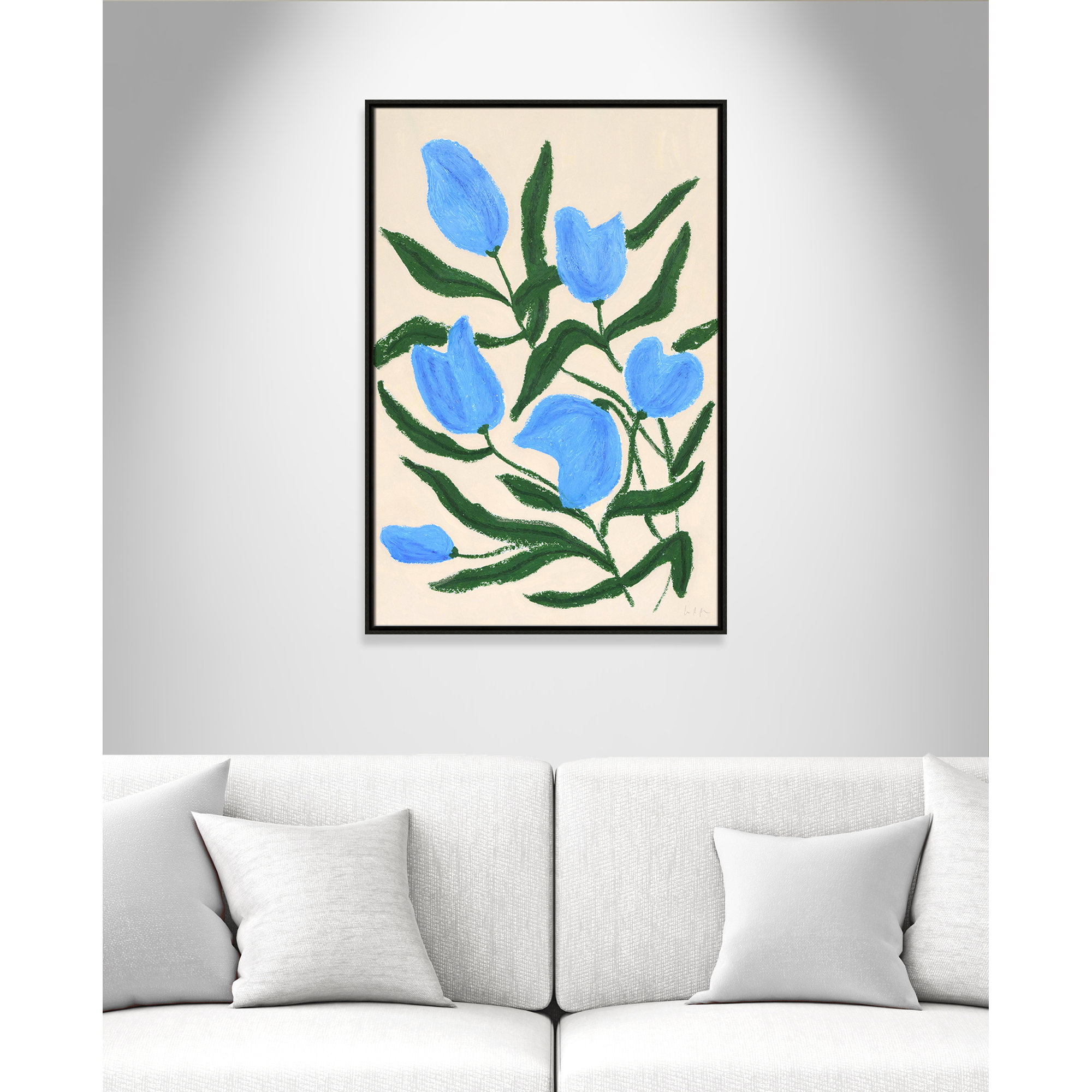 Blue Tulips Print by Camilla Bergqvist, Espresso, 37.5" H x 25.5" W