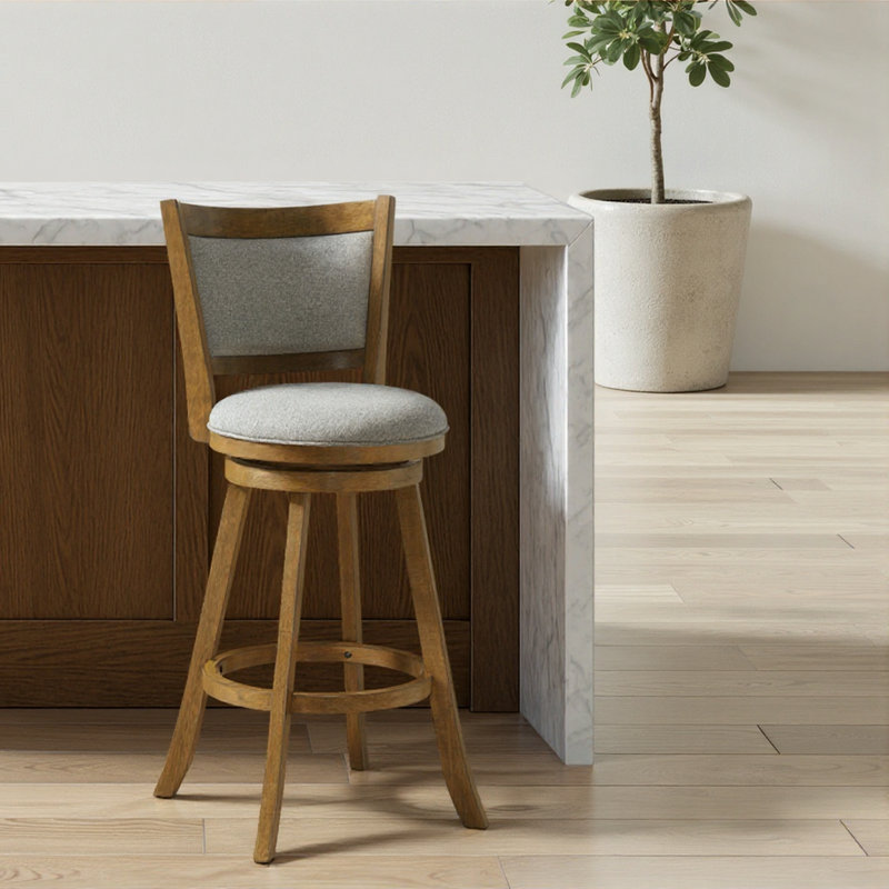 Tabouret de bar pivotant Aiden, Gris, 1, Tabouret de bar (siège d'une hauteur de 30,25 po)