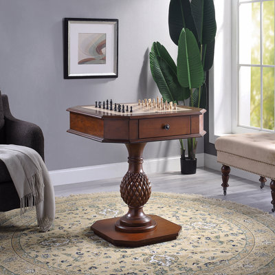 Table de jeu d'échecs réversible cerise avec plateau de jeu Cherry