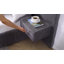 Structure de lit tapissier en tissu chenille avec motif plissé, lit plateforme avec tête de lit et table de chevet. Aucun sommier nécessaire-437207600-437207602