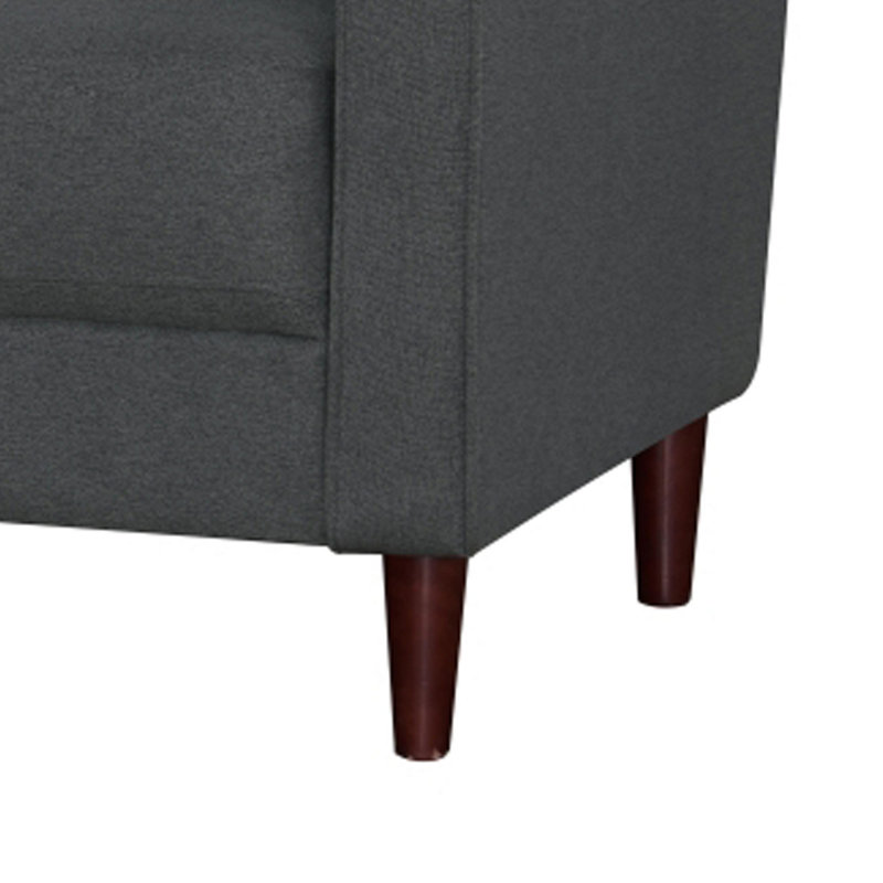 Canapé Yera avec 2 coussins, siège capitonné gris, bois brun cerisier, 195 cm (77 po), Tissu gris