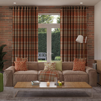 Eyelet Plaid Blackout Thermal Curtain Panels
