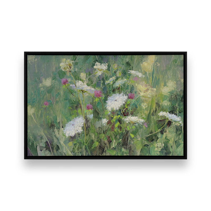 Impression sur toile Dreamy Wildflower Escape, H 12,75 po x l 18,75 po x P 1,75 po, Cadre flottant noir satiné