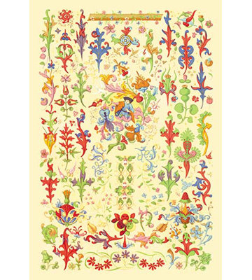 « médiéval natural design » par auguste racinet, impression encadrée
