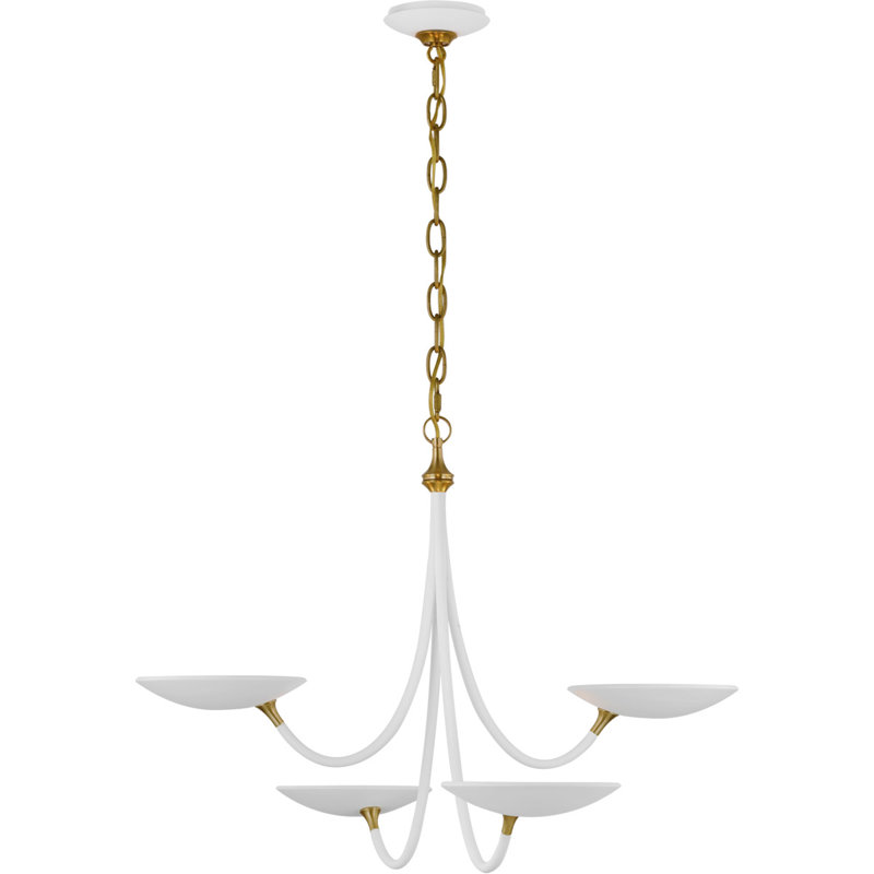 Thomas O'Brien Keira Medium Chandelier, Matte White/Hand-Rubbed Antique Brass
